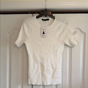 White Ribbed Women's Top